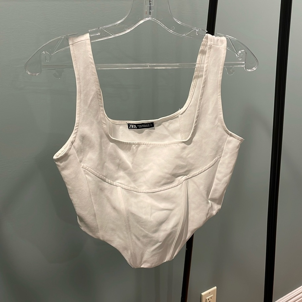 Zara White Structured Tank Top